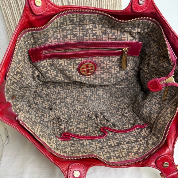 TORY BURCH Glazed Bombe Leather Tote Shoulder Bag - Picture 10 of 16